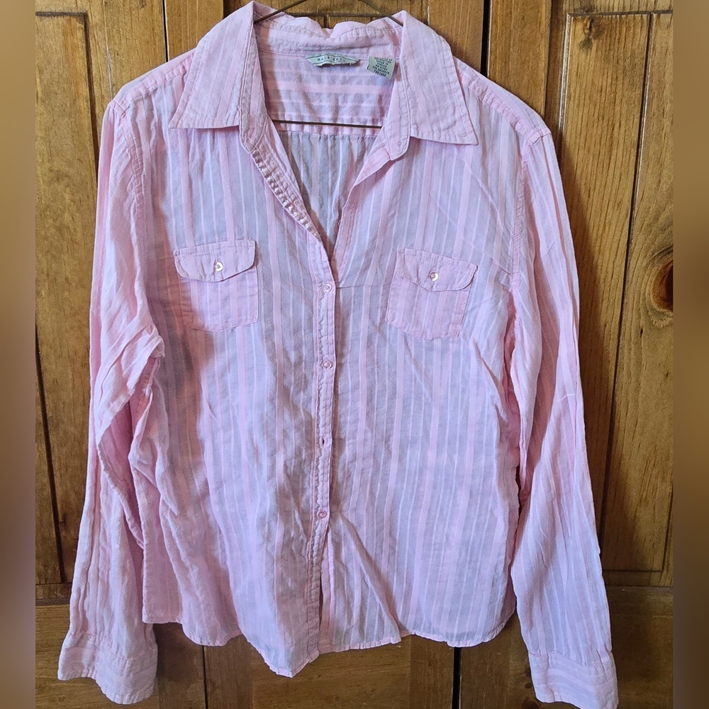 Women's Maurices Pink Button Down Shirt/Blouse W/ Notched Collar-XXL
